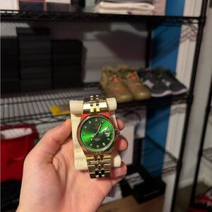 Rolex Gold Watch with Green Dial